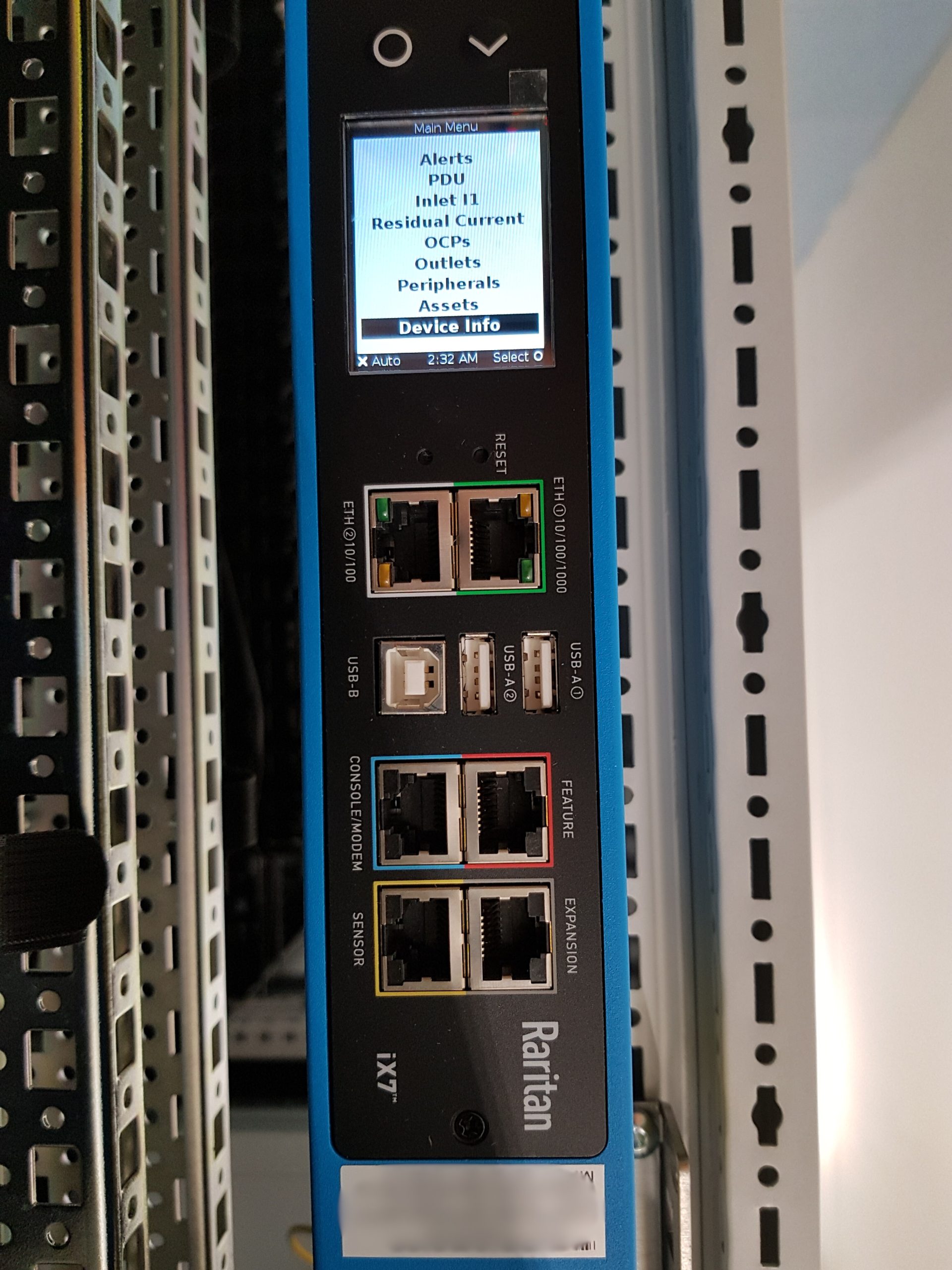a back of a device with many ports